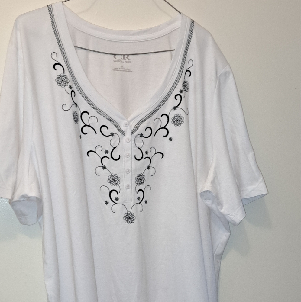 CARROLL REED Blouse White V Neck Pull Over Plus Size Top Summer Wear Size 3X - Picture 6 of 10